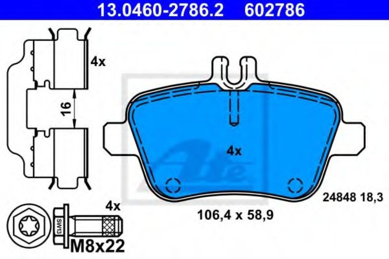 Set placute frana,frana disc MERCEDES A-CLASS (W176) (2012 - 2016) ATE 13.0460-2786.2 piesa NOUA