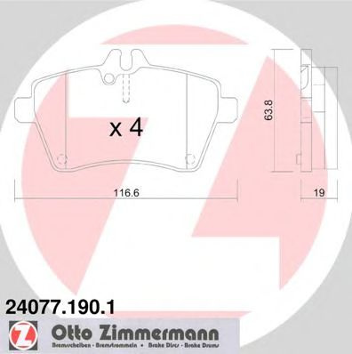 Set placute frana,frana disc MERCEDES A-CLASS (W169) (2004 - 2012) ZIMMERMANN 24077.190.1 piesa NOUA