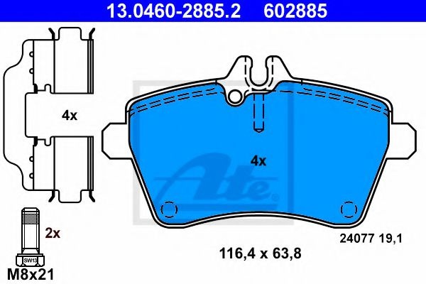 Set placute frana,frana disc MERCEDES A-CLASS (W169) (2004 - 2012) ATE 13.0460-2885.2 piesa NOUA