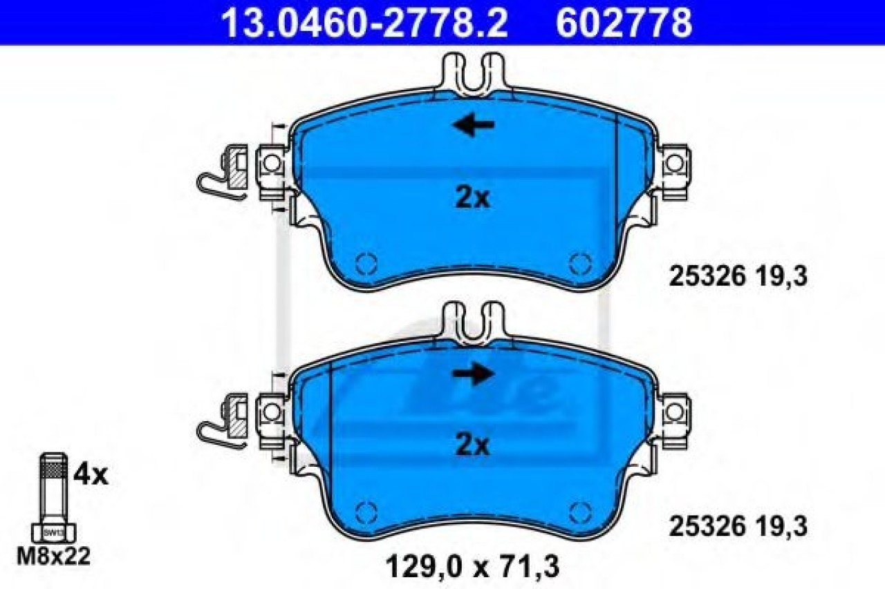 Set placute frana,frana disc MERCEDES A-CLASS (W176) (2012 - 2016) ATE 13.0460-2778.2 piesa NOUA