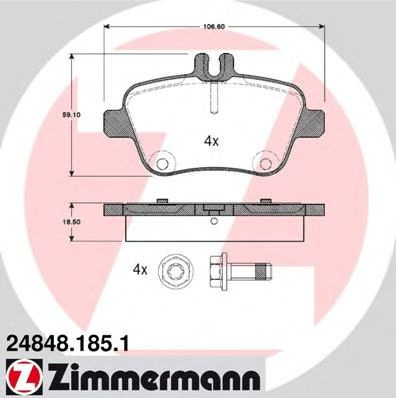 Set placute frana,frana disc MERCEDES B-CLASS (W246, W242) (2011 - 2016) ZIMMERMANN 24848.185.1 piesa NOUA