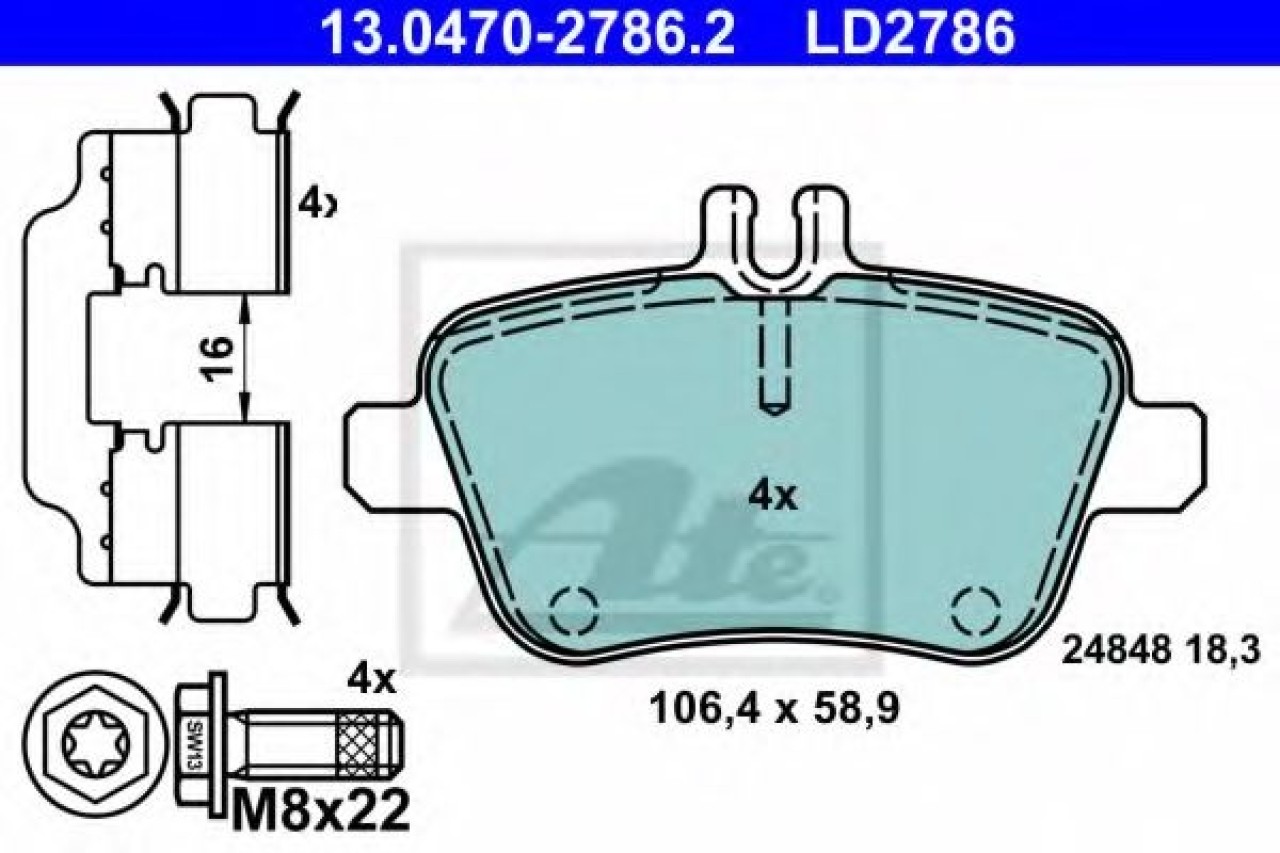 Set placute frana,frana disc MERCEDES B-CLASS (W246, W242) (2011 - 2016) ATE 13.0470-2786.2 piesa NOUA