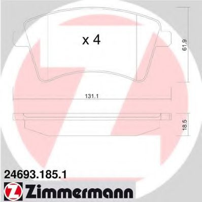 Set placute frana,frana disc MERCEDES CITAN Panel Van (415) (2012 - 2016) ZIMMERMANN 24693.185.1 piesa NOUA
