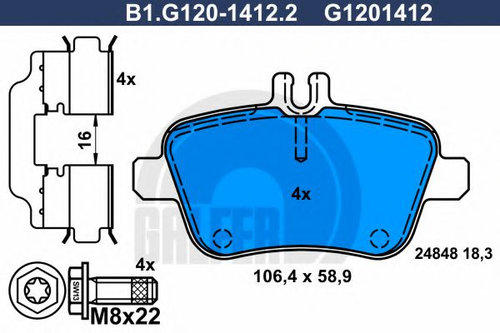 Set placute frana,frana disc MERCEDES CLA Cupe (C117) (2013 - 2016) GALFER B1.G120-1412.2 piesa NOUA