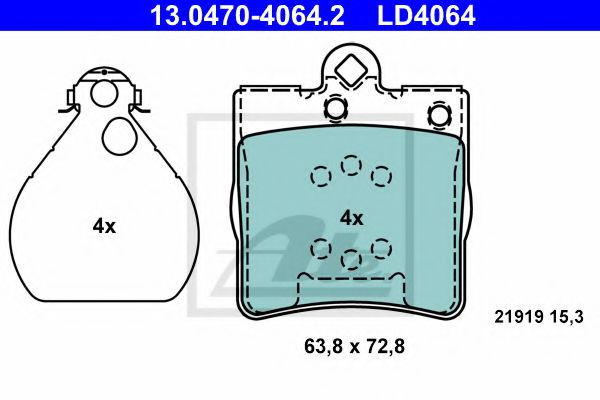 Set placute frana,frana disc MERCEDES CLC-CLASS (CL203) (2008 - 2011) ATE 13.0470-4064.2 piesa NOUA