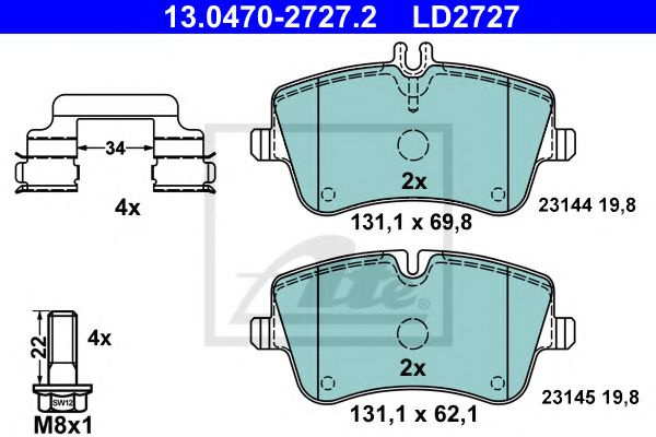 Set placute frana,frana disc MERCEDES CLC-CLASS (CL203) (2008 - 2011) ATE 13.0470-2727.2 piesa NOUA