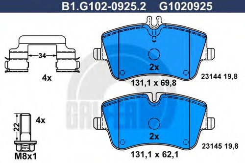 Set placute frana,frana disc MERCEDES CLC-CLASS (CL203) (2008 - 2011) GALFER B1.G102-0925.2 piesa NO...