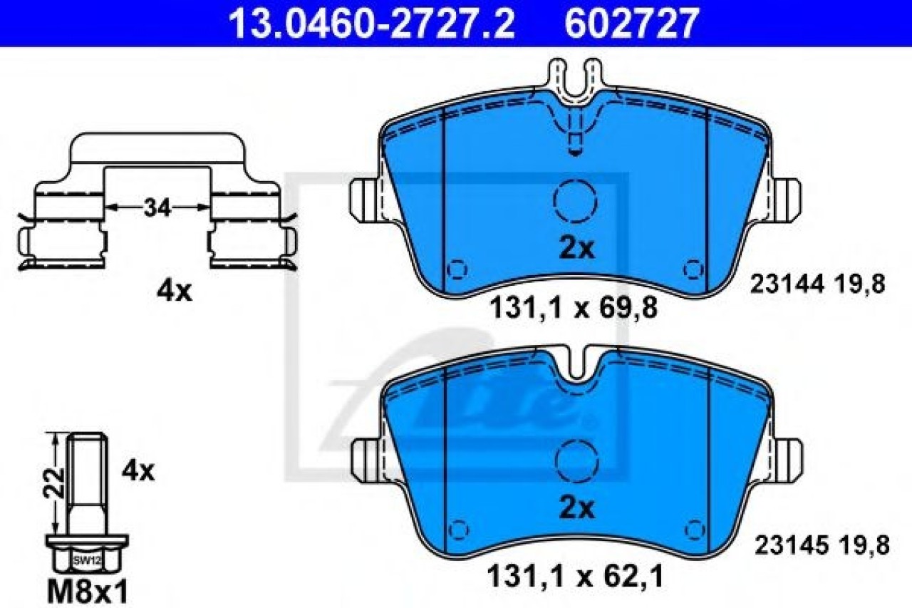 Set placute frana,frana disc MERCEDES CLC-CLASS (CL203) (2008 - 2011) ATE 13.0460-2727.2 piesa NOUA