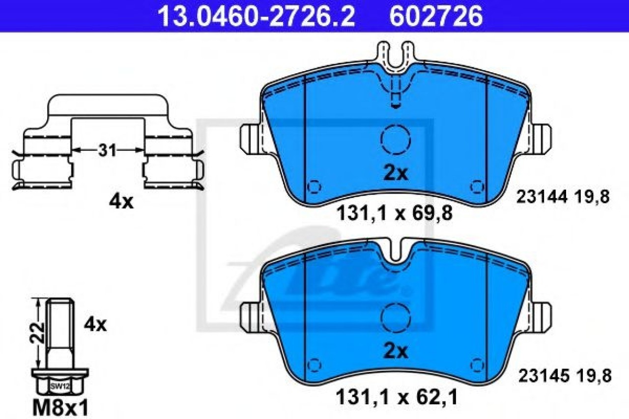 Set placute frana,frana disc MERCEDES CLK (C209) (2002 - 2009) ATE 13.0460-2726.2 piesa NOUA
