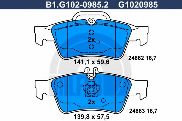 Set placute frana,frana disc MERCEDES CLS Shooting Brake (X218) (2012 - 2016) GALFER B1.G102-0985.2 piesa NOUA