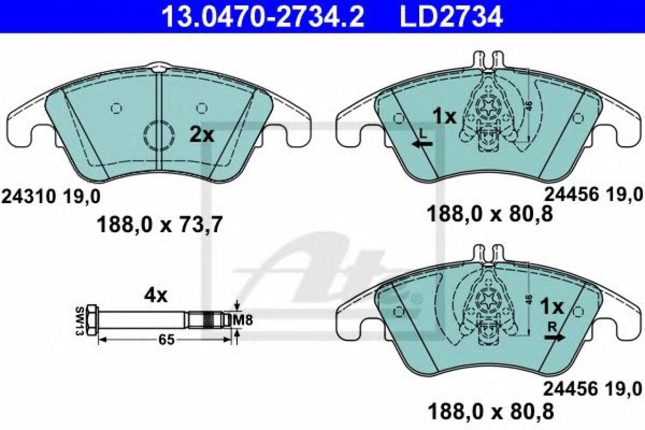 Set placute frana,frana disc MERCEDES CLS Shooting Brake (X218) (2012 - 2016) ATE 13.0470-2734.2 piesa NOUA