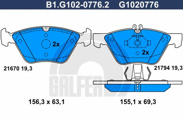Set placute frana,frana disc MERCEDES E-CLASS T-Model (S211) (2003 - 2009) GALFER B1.G102-0776.2 piesa NOUA