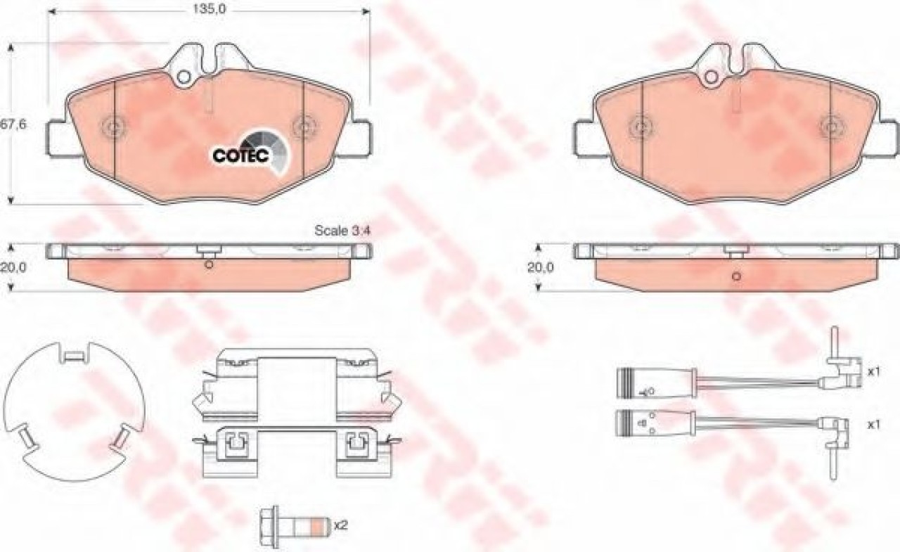 Set placute frana,frana disc MERCEDES E-CLASS T-Model (S211) (2003 - 2009) TRW GDB1542 piesa NOUA