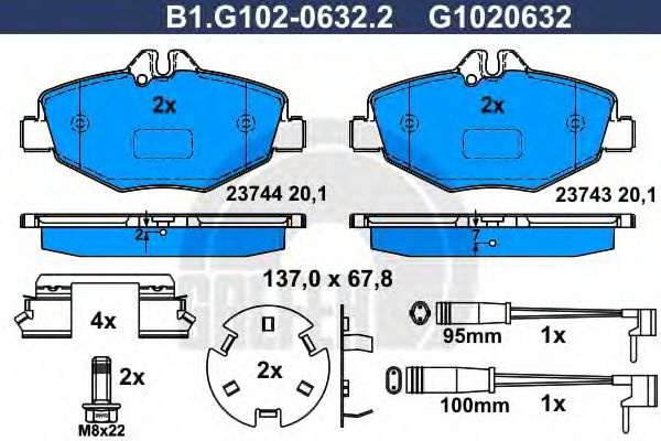 Set placute frana,frana disc MERCEDES E-CLASS T-Model (S211) (2003 - 2009) GALFER B1.G102-0632.2 piesa NOUA