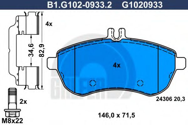 Set placute frana,frana disc MERCEDES E-CLASS T-Model (S212) (2009 - 2016) GALFER B1.G102-0933.2 piesa NOUA
