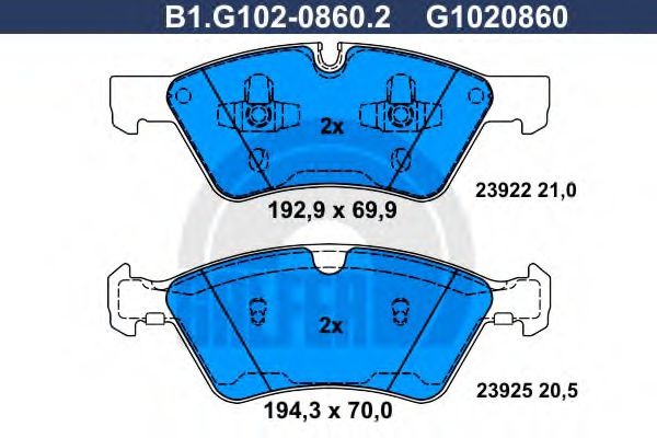 Set placute frana,frana disc MERCEDES E-CLASS T-Model (S211) (2003 - 2009) GALFER B1.G102-0860.2 piesa NOUA