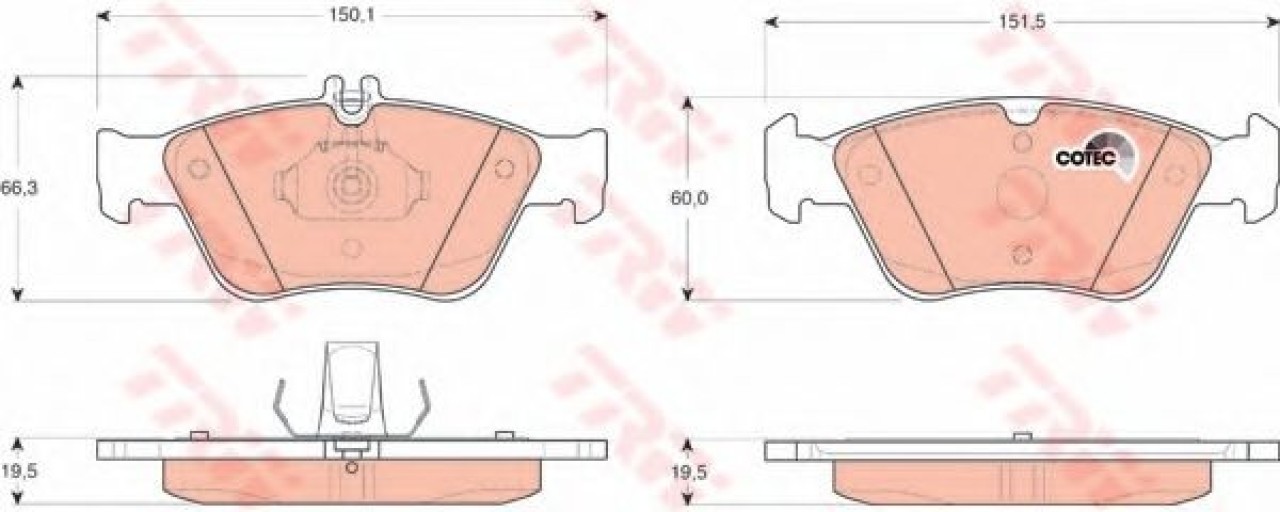 Set placute frana,frana disc MERCEDES E-CLASS Combi (S210) (1996 - 2003) TRW GDB1205 piesa NOUA