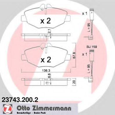 Set placute frana,frana disc MERCEDES E-CLASS (W211) (2002 - 2009) ZIMMERMANN 23743.200.2 piesa NOUA