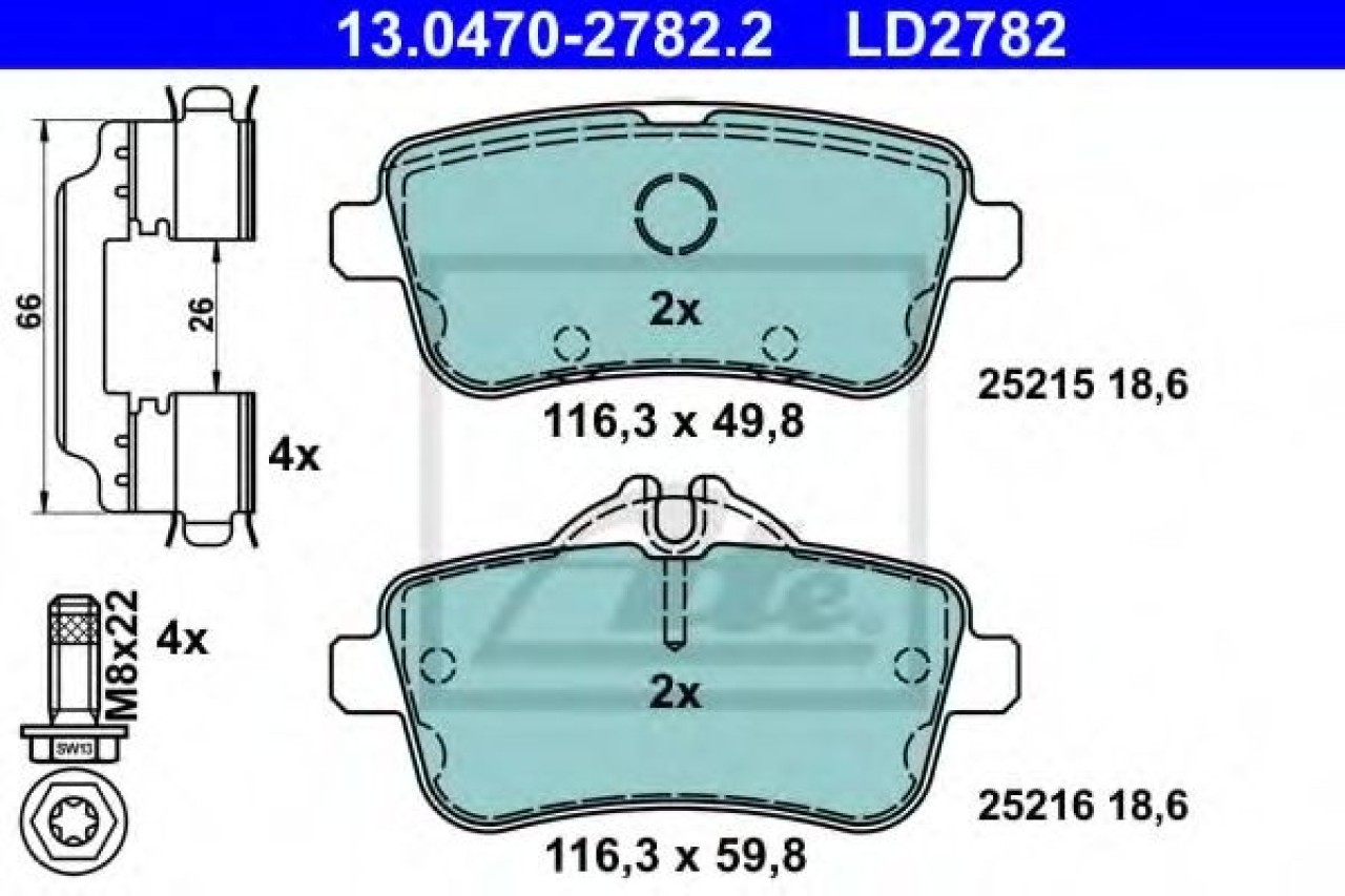 Set placute frana,frana disc MERCEDES GL-CLASS (X166) (2012 - 2016) ATE 13.0470-2782.2 piesa NOUA