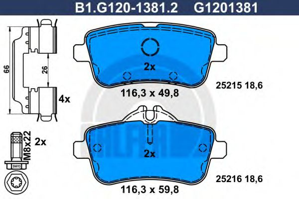 Set placute frana,frana disc MERCEDES M-CLASS (W166) (2011 - 2016) GALFER B1.G120-1381.2 piesa NOUA