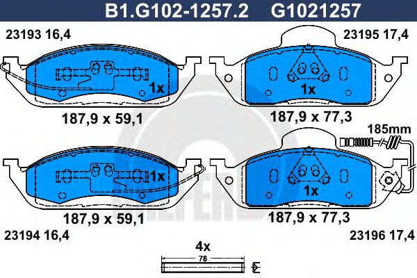 Set placute frana,frana disc MERCEDES M-CLASS (W163) (1998 - 2005) GALFER B1.G102-1257.2 piesa NOUA