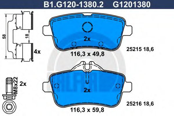 Set placute frana,frana disc MERCEDES M-CLASS (W166) (2011 - 2016) GALFER B1.G120-1380.2 piesa NOUA