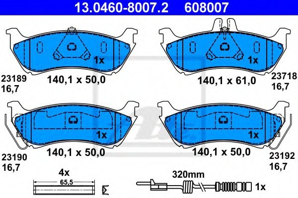 Set placute frana,frana disc MERCEDES M-CLASS (W163) (1998 - 2005) ATE 13.0460-8007.2 piesa NOUA