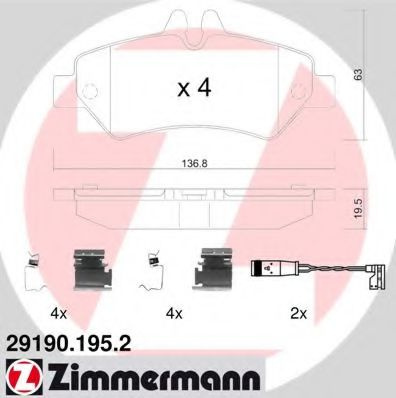 Set placute frana,frana disc MERCEDES SPRINTER 3-t platou / sasiu (906) (2006 - 2016) ZIMMERMANN 29190.195.2 piesa NOUA