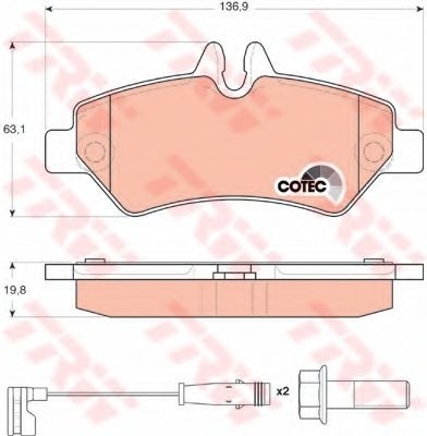 Set placute frana,frana disc MERCEDES SPRINTER 3,5-t caroserie (906) (2006 - 2016) TRW GDB1697 piesa NOUA