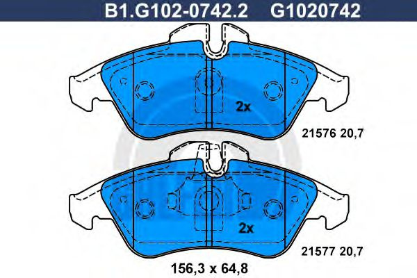 Set placute frana,frana disc MERCEDES SPRINTER 3-t bus (903) (1995 - 2006) GALFER B1.G102-0742.2 piesa NOUA