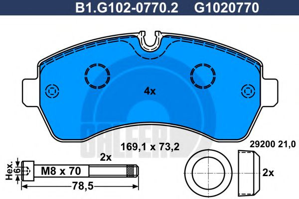 Set placute frana,frana disc MERCEDES SPRINTER 4,6-t caroserie (906) (2006 - 2016) GALFER B1.G102-0770.2 piesa NOUA