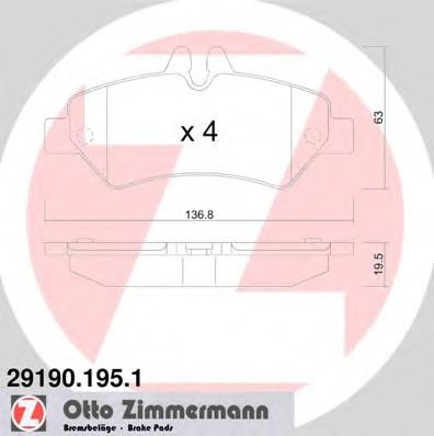 Set placute frana,frana disc MERCEDES SPRINTER 4,6-t caroserie (906) (2006 - 2016) ZIMMERMANN 29190....