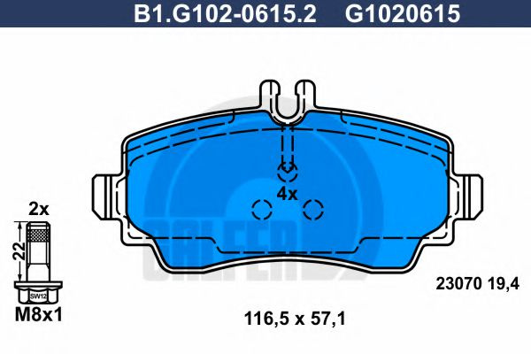 Set placute frana,frana disc MERCEDES VANEO (414) (2002 - 2005) GALFER B1.G102-0615.2 piesa NOUA