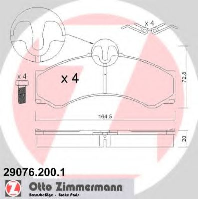 Set placute frana,frana disc MERCEDES VARIO platou / sasiu (1996 - 2016) ZIMMERMANN 29076.200.1 piesa NOUA
