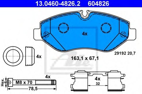 Set placute frana,frana disc MERCEDES VITO bus (W639) (2003 - 2016) ATE 13.0460-4826.2 piesa NOUA