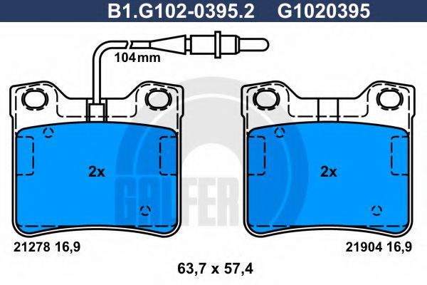 Set placute frana,frana disc MERCEDES VITO bus (638) (1996 - 2003) GALFER B1.G102-0395.2 piesa NOUA