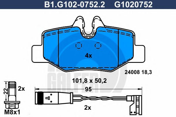 Set placute frana,frana disc MERCEDES VITO / MIXTO caroserie (W639) (2003 - 2016) GALFER B1.G102-0752.2 piesa NOUA