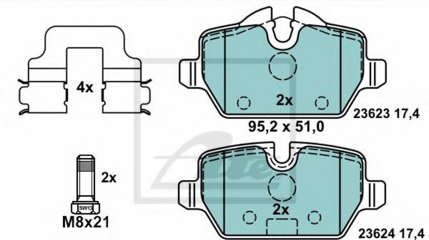 Set placute frana,frana disc MINI MINI COUNTRYMAN (R60) (2010 - 2016) ATE 13.0470-2713.2 produs NOU