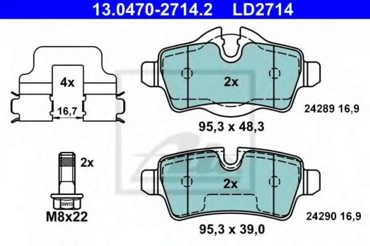 Set placute frana,frana disc MINI MINI Roadster (R59) (2012 - 2016) ATE 13.0470-2714.2 piesa NOUA