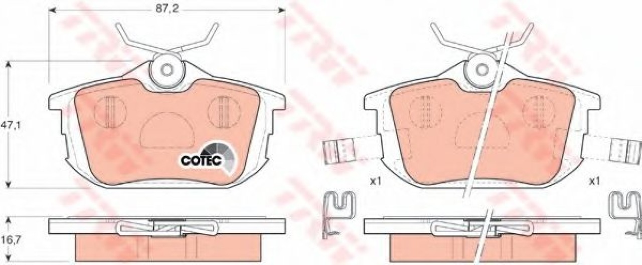 Set placute frana,frana disc MITSUBISHI CARISMA (DA) (1995 - 2006) TRW GDB1314 piesa NOUA