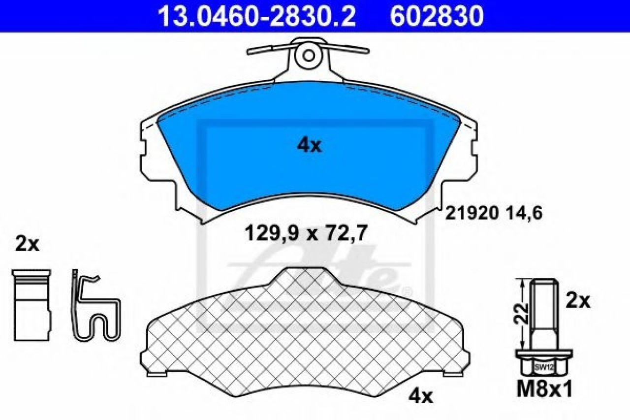 Set placute frana,frana disc MITSUBISHI CARISMA (DA) (1995 - 2006) ATE 13.0460-2830.2 piesa NOUA