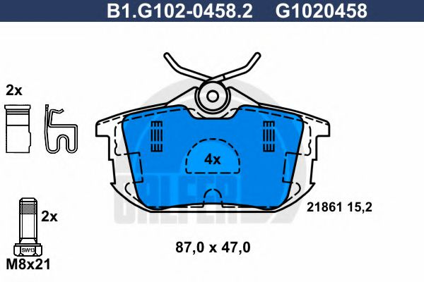 Set placute frana,frana disc MITSUBISHI CARISMA limuzina (DA) (1996 - 2006) GALFER B1.G102-0458.2 piesa NOUA