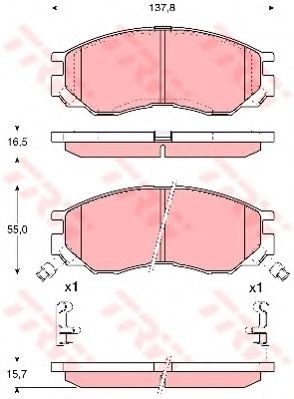 Set placute frana,frana disc MITSUBISHI L 200 (K7, K6) (1996 - 2007) TRW GDB1286 piesa NOUA
