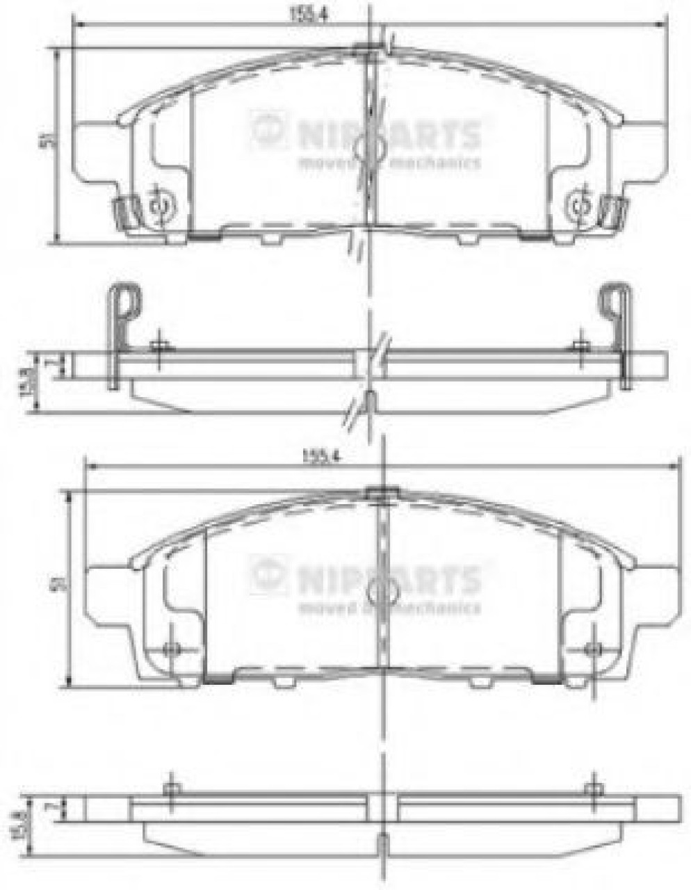 Set placute frana,frana disc MITSUBISHI L 200 (KJ, KK, KL) (2014 - 2016) NIPPARTS J3605050 piesa NOUA
