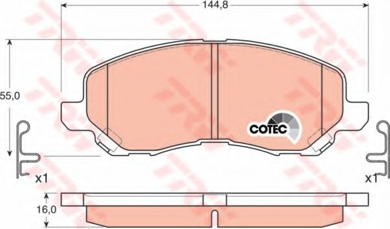 Set placute frana,frana disc MITSUBISHI OUTLANDER I (CU) (2001 - 2006) TRW GDB3287 piesa NOUA