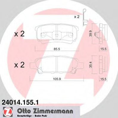 Set placute frana,frana disc MITSUBISHI OUTLANDER I (CU) (2001 - 2006) ZIMMERMANN 24014.155.1 piesa ...