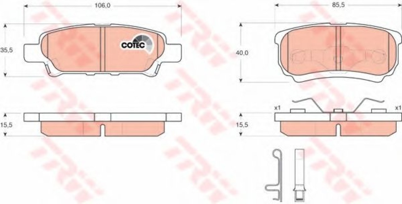 Set placute frana,frana disc MITSUBISHI OUTLANDER I (CU) (2001 - 2006) TRW GDB3341 piesa NOUA