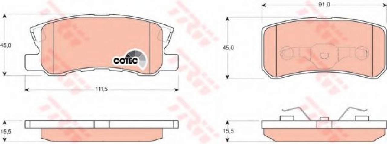 Set placute frana,frana disc MITSUBISHI OUTLANDER II (CW) (2006 - 2012) TRW GDB3247 piesa NOUA