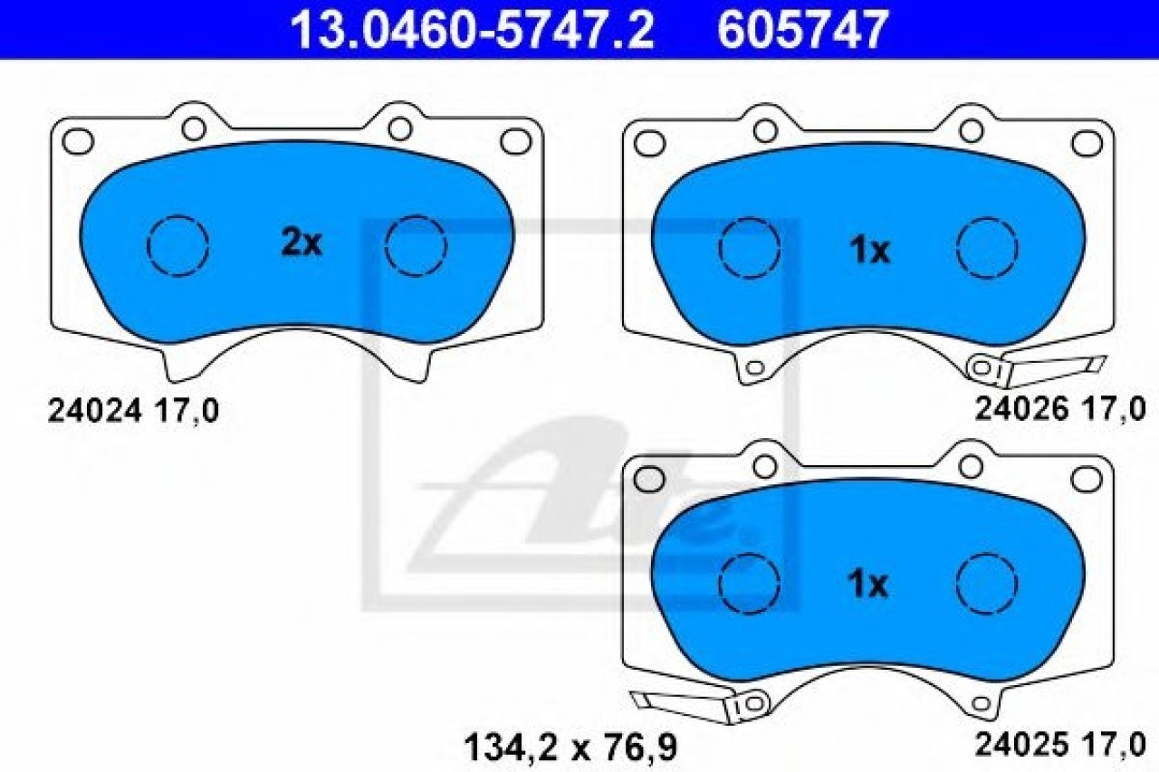 Set placute frana,frana disc MITSUBISHI PAJERO CLASSIC (V2_W) (2002 - 2016) ATE 13.0460-5747.2 piesa NOUA