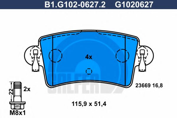 Set placute frana,frana disc NISSAN INTERSTAR bus (X70) (2002 - 2016) GALFER B1.G102-0627.2 piesa NOUA